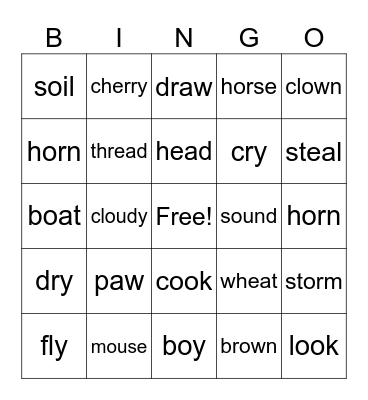 Phonics Bingo Card