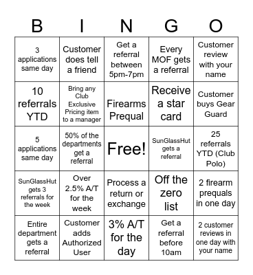 Club Bingo! Bingo Card