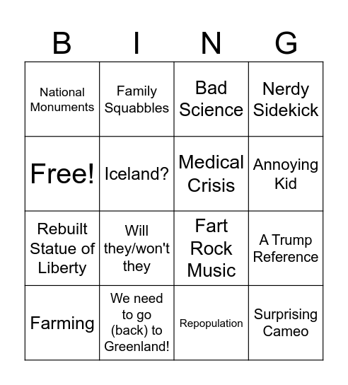 Greenland 2: Electric Bungaloo Bingo Card