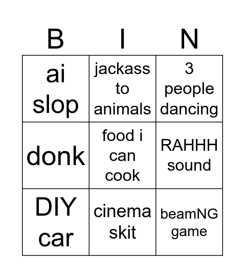 douyin Bingo Card