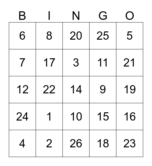 The Elfet Arms Sports Bar Bingo Card