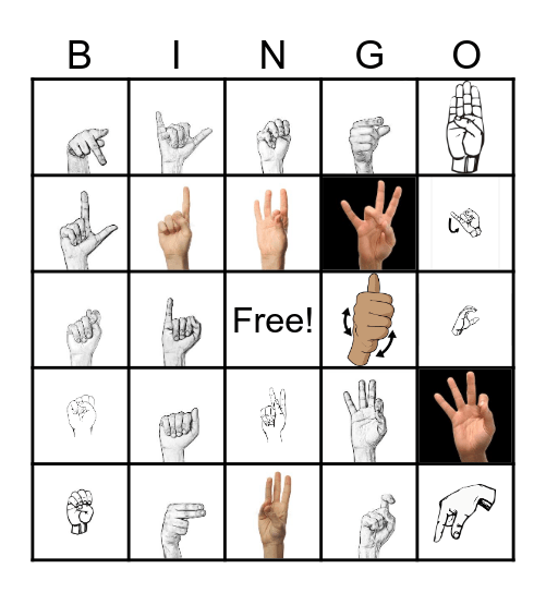 ASL Alphanumeric BINGO Card
