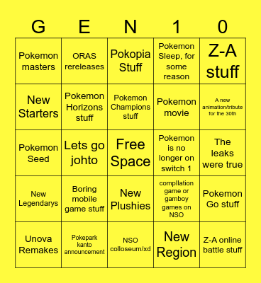 Pokemon Day 2026 Bingo Card