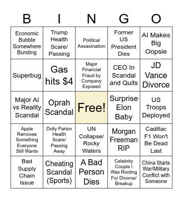 2026 Bingo Card