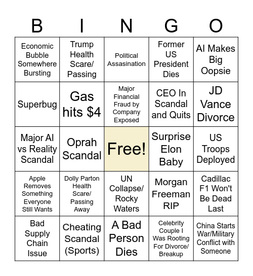 2026 Bingo Card