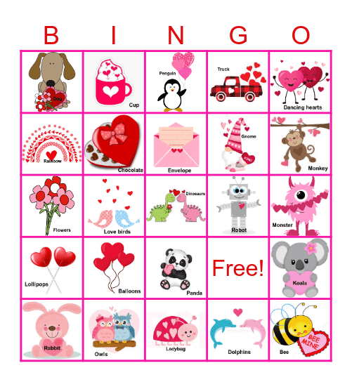 Valentines Day Bingo Card