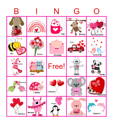 Valentines Day Bingo Card