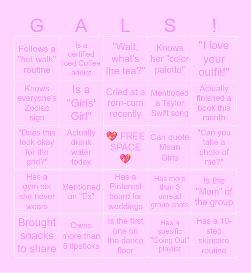 GALS Bingo Card