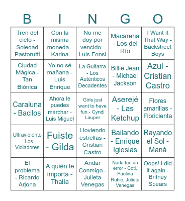 BINGO MUSICAL Bingo Card