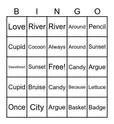 Valentine Bingo Card