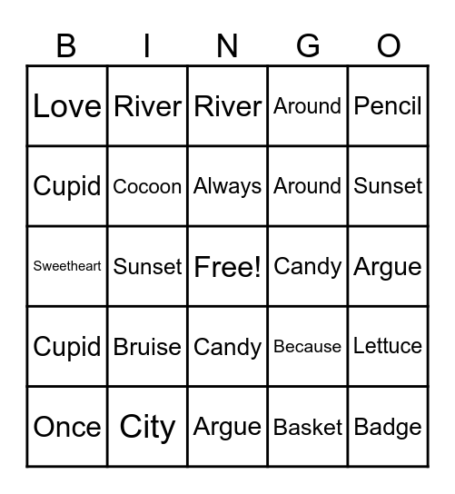 Valentine Bingo Card