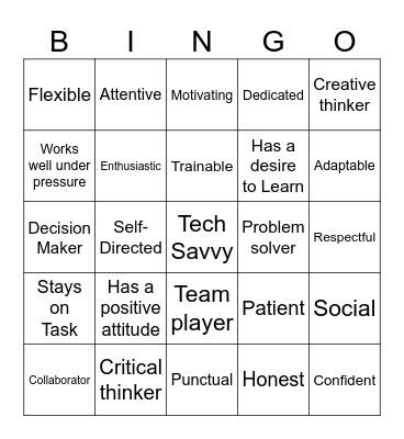 Work Maturity Skills Bingo Card