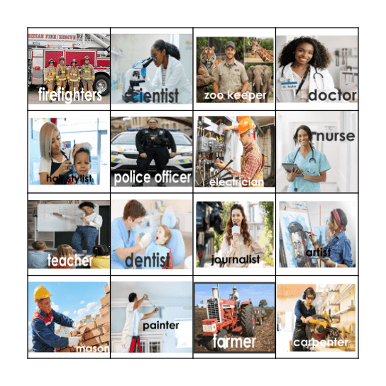 Occupation Bingo Card