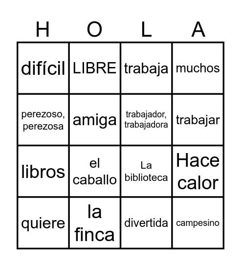 Karen y La Fortuna Bingo Card