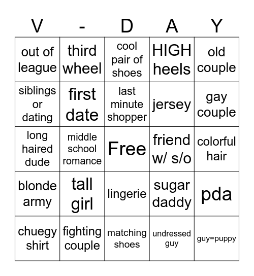 People-Watching Bingo Card