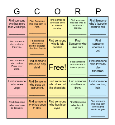 Find Someone Who... Bingo Card