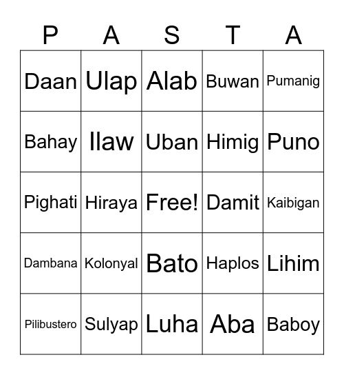 GINOONG PASTA Bingo Card