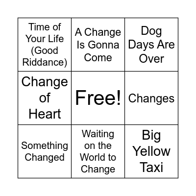 Change Song Bingo Card