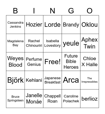 Tempo Club Bingo Card