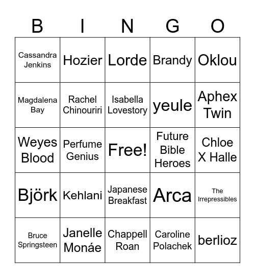 Tempo Club Bingo Card