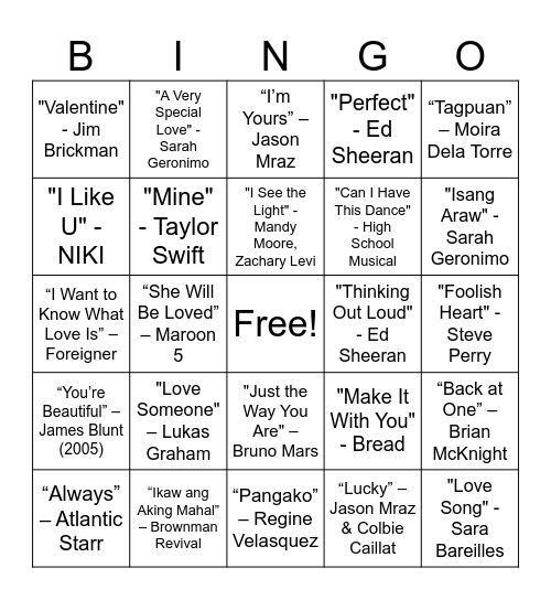 BINGO TO YOUR HEART Bingo Card