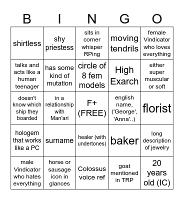 Moon Guard Draenei Bingo Card