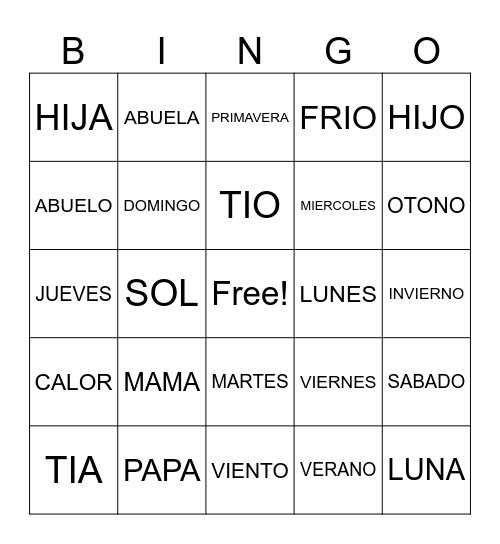 LOTERIA Bingo Card