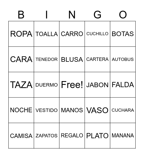 LOTERIA Bingo Card