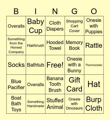 Baby Bingo Card