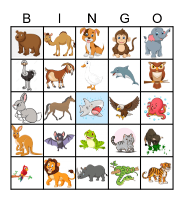 Animal Bingo Card