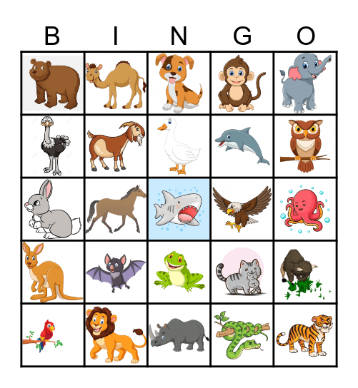 Animal Bingo Card