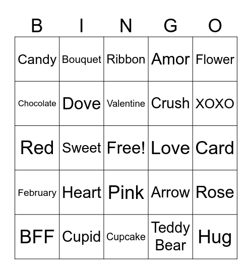 Valentine Bingo Card