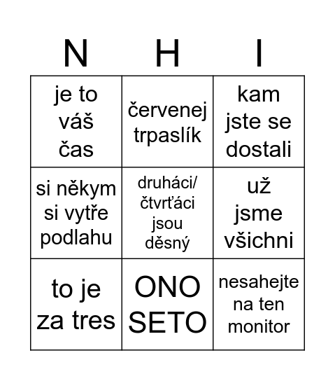 Prokopová Bingo Card