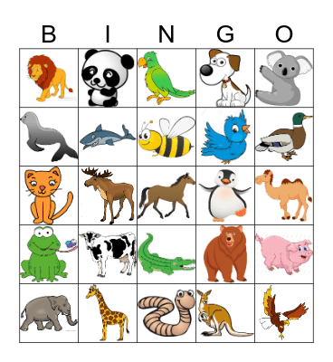 ANIMALS BINGO! Bingo Card