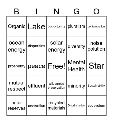 GREEN&INCLUSIVE Bingo Card