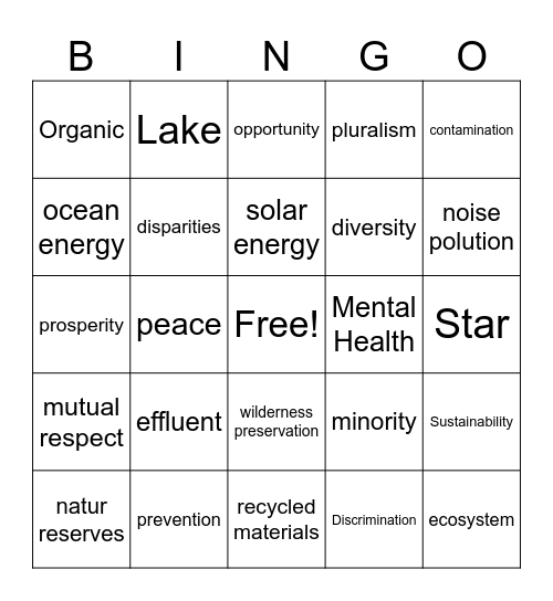 GREEN&INCLUSIVE Bingo Card