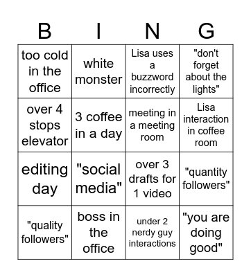 Office Bingo Card
