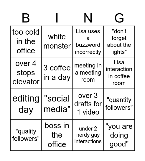 Office Bingo Card