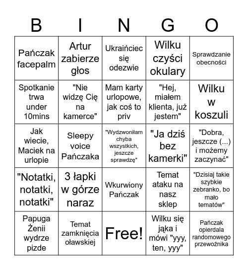MILITARIA BINGO Card