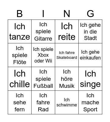 Freizeit Bingo Card