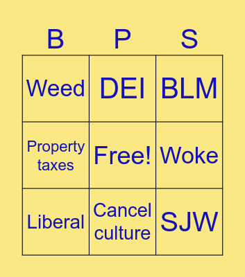 BPS Bingo Card