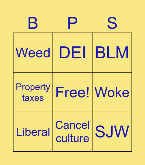 BPS Bingo Card