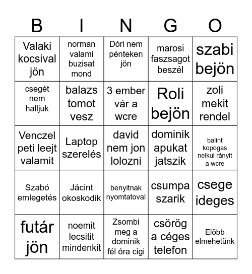 HQ bingo Card