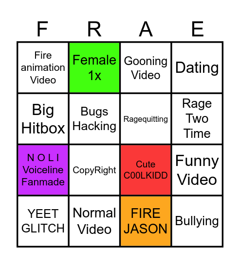 Tiktok Video Bingo Card