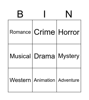MOVIES Bingo Card