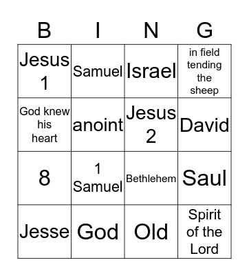 David is Anointed as King Bingo Card