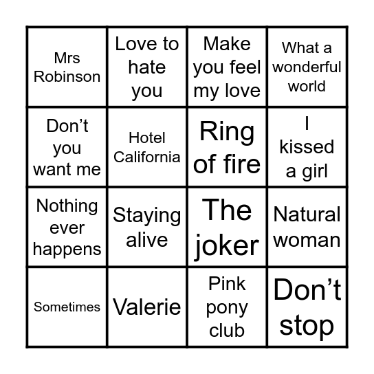 Round 1 Bingo Card