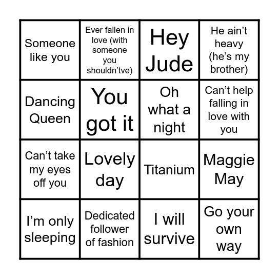 Round 3 Bingo Card