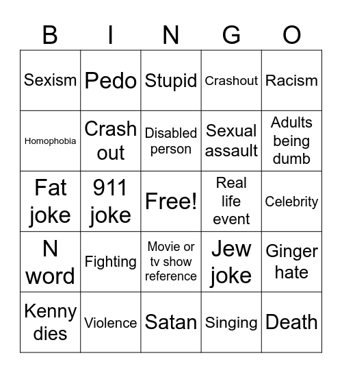 South park bingo Card