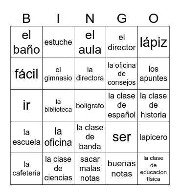 LA ESCUELA Bingo Card